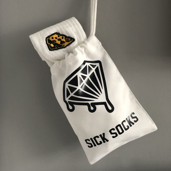 Cheese Sick Socks, White Edition 